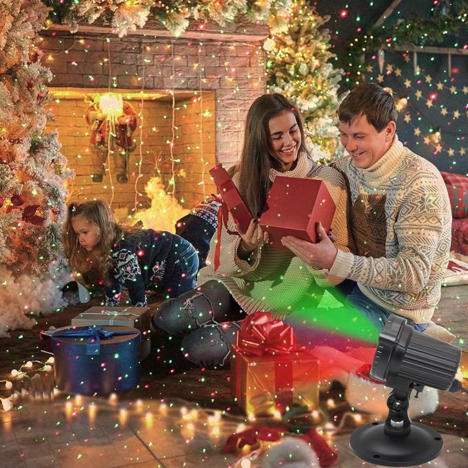 Laser Christmas Projector Lights Outdoor Outdoor Garden Laser Light Landscape Lights with Red and Green Stars IP65 WaterproofCold Resistant. Suitable for Holiday Party Garden Decorati