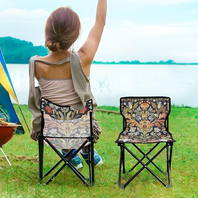 Rabbit and Grass Portable Camping Chairs Folding Chair - Durable Oxford Fabric Lightweight Iron Frame Easy Fold Design - Ideal for Outdoor Activities Camping Fishing and Travel
