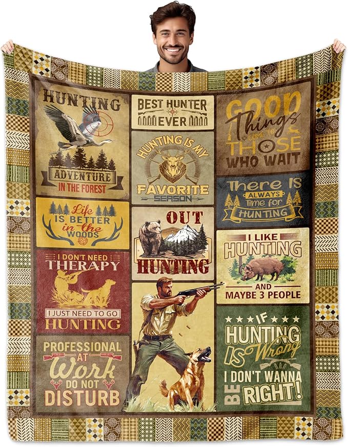 Hunting Gifts for Men Gifts for Hunter Men/Dad/Husband Blanket 60 X 50 Huntings Gifts for Him Hunting Lovers Gift Unique Gift for Hunters Outdoor Camping Christmas Birthday Father's Day