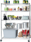 Seville Classics UltraDurable Heavy Duty NSF Solid Steel Wire Rack Storage Unit Wheels 5-Tier Shelving 60 W x 24 D