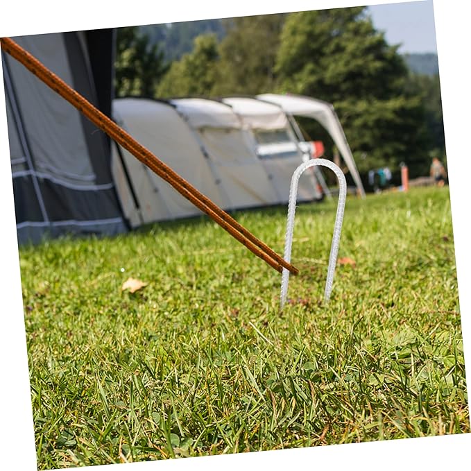4Pcs U Shaped Steel Ground Nails for Securing Camping Tents and Trampolines Durable Stakes Lightweight and Portable for Safety and Hard Soil Insertion