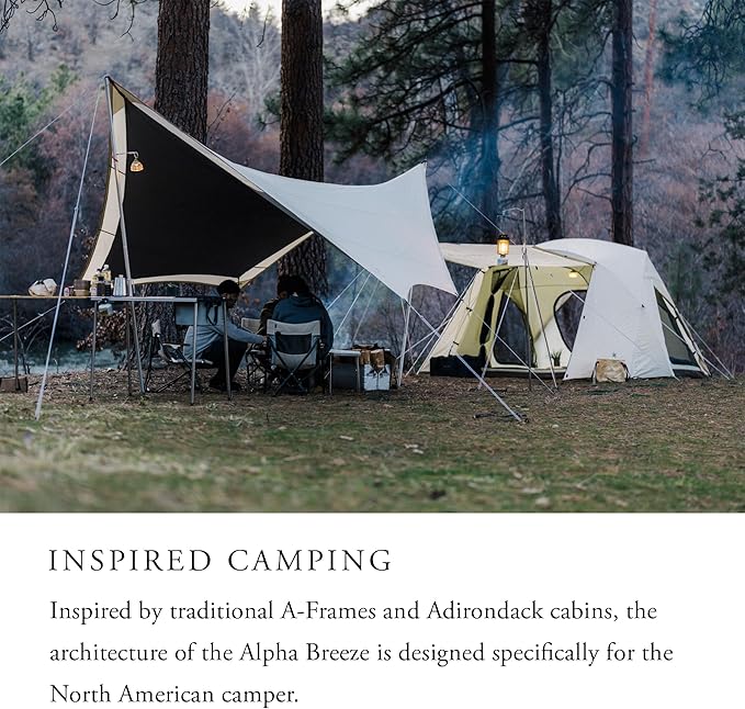 Snow Peak Alpha Breeze Tent Camping Tent Easy Set Up Water Repellent UV-Protective Finish Ivory 4 Person