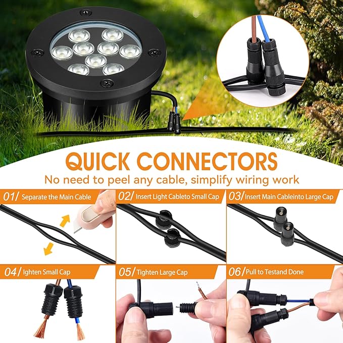 Low Voltage Landscape Lighting - 6W Well Light12-24V LED In-Ground Landscape Light IP67 Waterproof Landscape Lighting3000K Paver Lights Warm White for Yard Garden Patio (12 Pack)