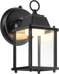 LIT-PaTH Small Outdoor LED Wall Lantern with Dusk to Dawn Photocell 3000K Warm White 9.5W 800 Lumen Aluminum Housing Plus Glass Outdoor Rated 1-Pack Black