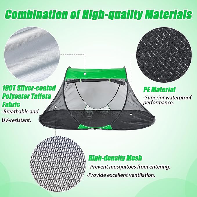 1 Person Pop-up Mosquito Tent for Camping - Breathable &amp Fine Mesh Camping Bug Screen Net with Carry Bag 6ft Instant Portable Screen Tent for Teenagers Girl Boy Summer Scout Camp