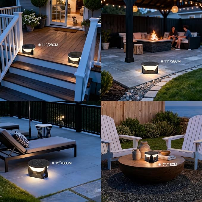 14.96 Floor Lamp with Remote Control IP54 Large Solar Lanterns Outdoor Waterproof 3000K LED Solar Patio Lights Outdoor Free Standing Dimmable Modern Floor Lamp Smart Garden Patio Lantern