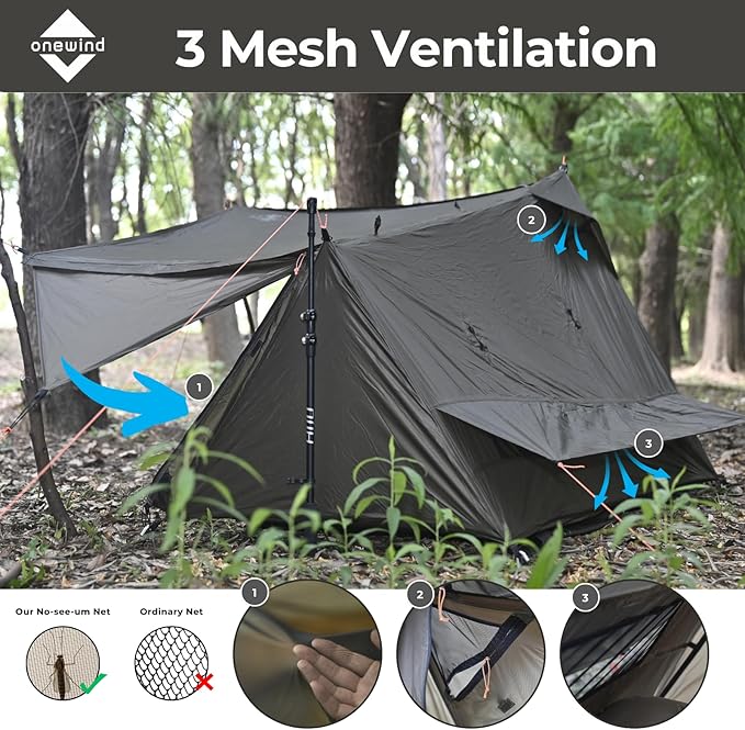 onewind Ultralight One Person Bivy Tent Backpacking Tent for Single Person Waterproof Silnylon Lightweight for Camping Backpacking Hiking NO Trekking Pole