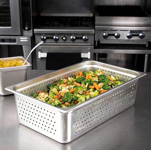 Carlisle FoodService Products Durapan Perforated Steam Table Pan for Catering Hotel and Restaurants Stainless Steel Full-Size 6 Inches Deep Silver (Pack of 6)