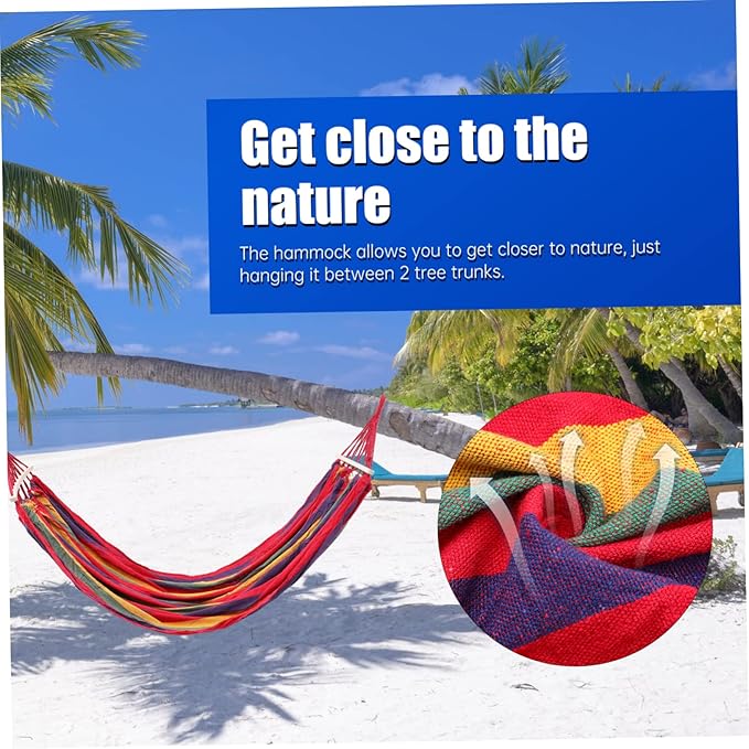 Outdoor Hammock Striped Canvas Swing Bed Garden Camping Travel Hammock