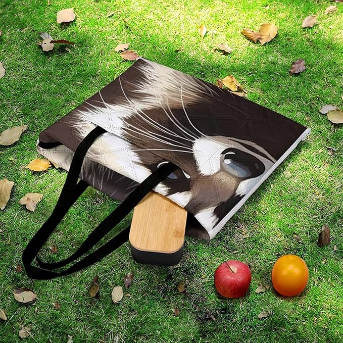 Zipper Cute Raccoon Style Picnic Mat Suitable for Travel Camping Park Or Home Use