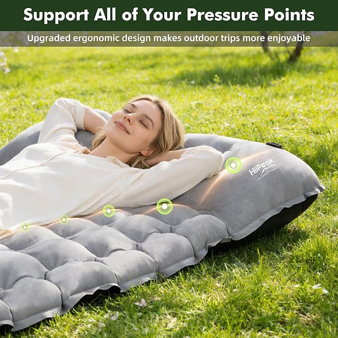 HiiPeak Camping Sleeping Pad Ultralight Camping Mat with Pillow Built-in Foot Pump Inflatable Sleeping Pads Compact for Camping Backpacking Hiking Traveling Tent