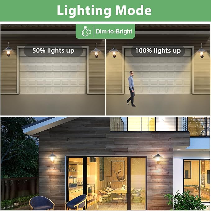 Solar Gooseneck Lights Outdoor Waterproof - Motion Sensor Rustic Vintage Porch Lights with Clear Glass LED Edison Bulbs and 4 Solar Panels for BarnPatioCoopShed and Courtyard(Bronze 2P)