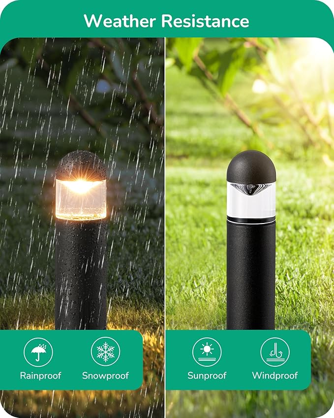 EDISHINE Low Voltage Landscape Lighting 12V 3W 3000K Warm White Electric Outdoor Bollard Lights with Connectors Waterproof LED Pathway Driveway Walkway Lights Wired for Yard Garden