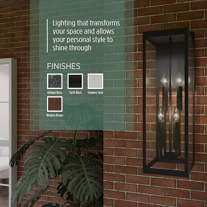 Quoizel Westover 30 Outdoor Wall Sconce 4-Light Earth Black with Clear Beveled Glass E26 Base Modern Industrial Design