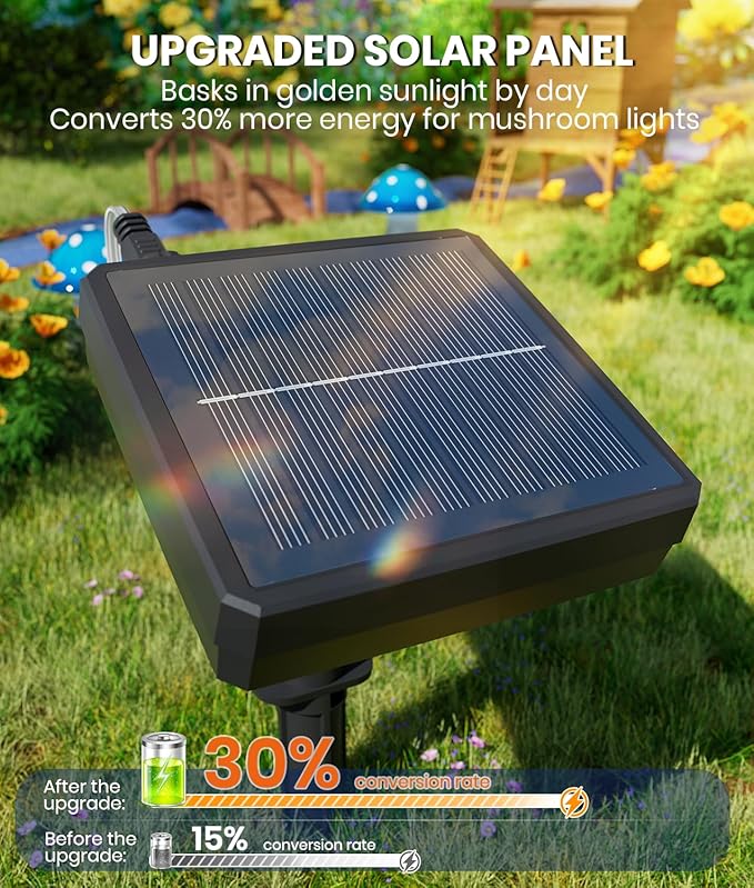 Solar Mushroom Lights Outdoor 9 Pack Garden Outdoor Decor 8 Lighting Modes IP65 Waterproof Crystal-Clear Fairy Decoration for Pathway/Yard/Flower Bed/Patio/Landscape/Backyard/Dwarf String 30 FT