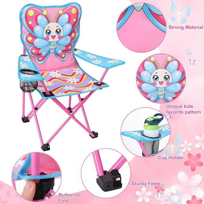 KABOER Kids Outdoor Folding Lawn and Camping Chair with Cup Holder and Carrying Bag Children's Camping Chairs