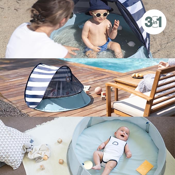 Babymoov Aquani Tent &amp Pool 3 in 1 Pop Up Tent Kiddie Pool and Play Area (Summer 2024 Essential) Marine One Size