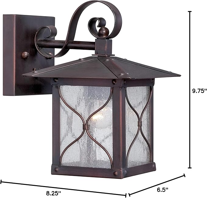 Nuvo Lighting 60/5611 Vega Small One Light Wall Lantern 60-watt A19 Outdoor Porch and Patio Lighting with Clear Seeded Glass Classic Bronze