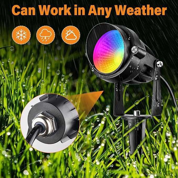 Halloween Christmas Spotlight Outdoor RGB Spot Lights 10W LED Landscape Lights Spot Lights Outdoor with 16 Color Changing for Yard Garden Decor Landscape Lighting with Remote IP67 Waterproof (6)