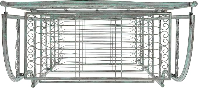 SAFAVIEH Outdoor Collection Amaris Victorian Antique Dark Green Wrought Iron 4-Tier Baker's Rack
