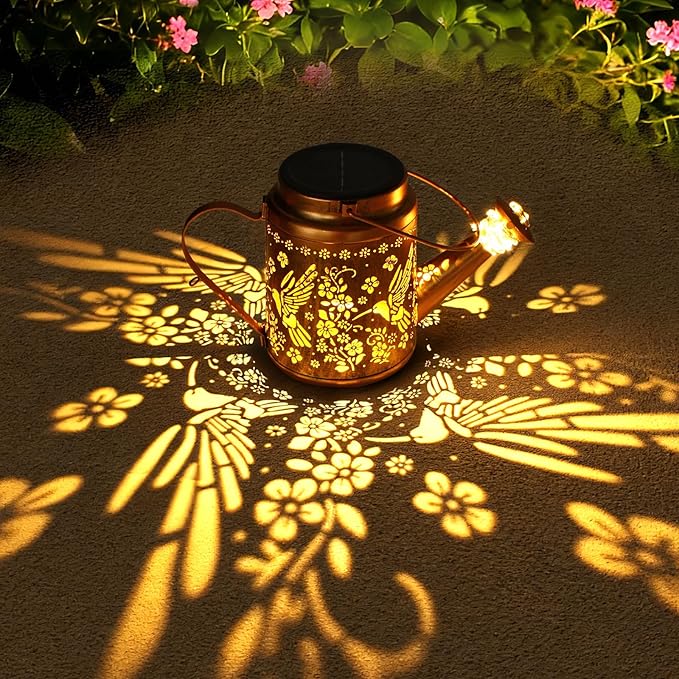 X-PREK Solar Lights Outdoor Waterproof Fairy Solar Garden Lights Outdoor Decoration Hummingbird Solar Watering Can Light Gardening Gifts for Mom Grandma 4 Packs