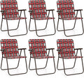 Giantex 6-Pack Lightweight Folding Camping Chairs 330 LBS Beach Chairs with Armrests No Assembly Needed Portable Webbed Lawn Chair for Picnic Fishing Patio Yard Outdoor Events Red
