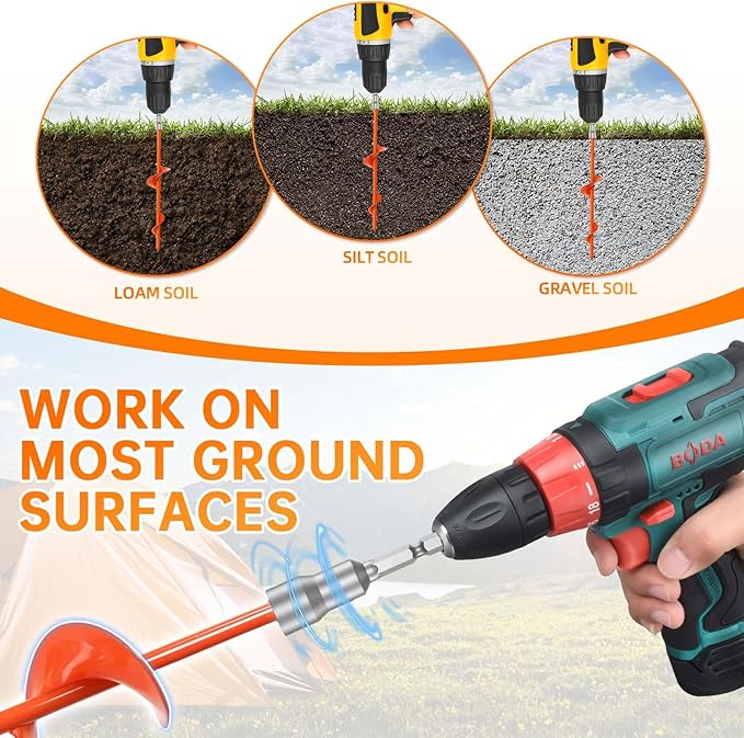 Ground Anchors Shed Anchor Kit - 15 Inch 4-Pack Spiral Stakes Ground Anchors Heavy Duty - Strong Wind Resistant for Camping Tents Carports Swing Sets and Canopies - Earth Anchors (Orange)