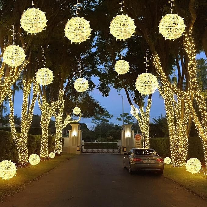 Christmas String Lights Outdoors4 Pack 7.98 Sphere Ball Tree Garden Globe Lights for Home Party Christmas Porch PatioWedding GardenTree Decoration with Memory Function Plug
