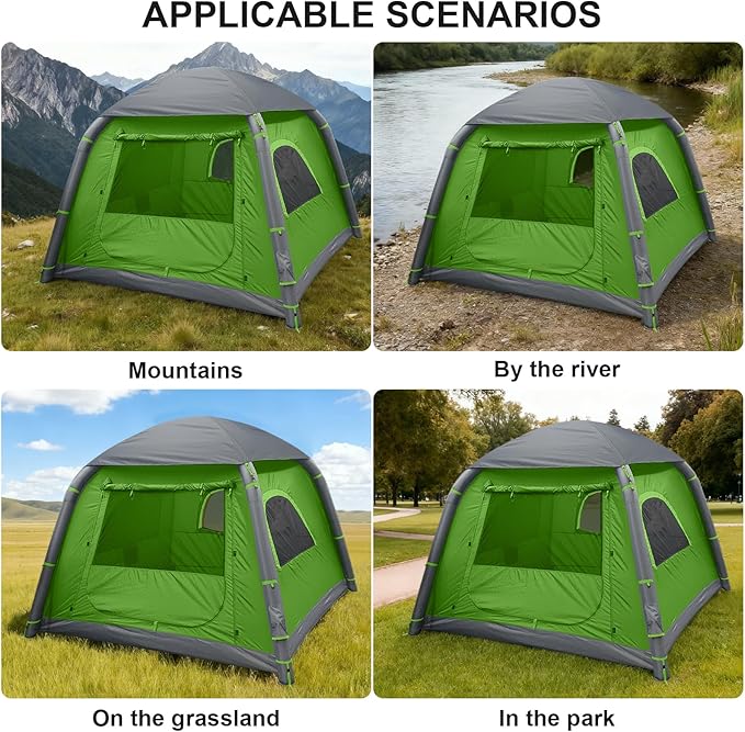 Inflatable Tents for Camping2/4 Person Easy Setup Blow Up Tents for 4 Seasons Waterproof InflatableTent for Camping Air Glamping Tents for Camping Adult