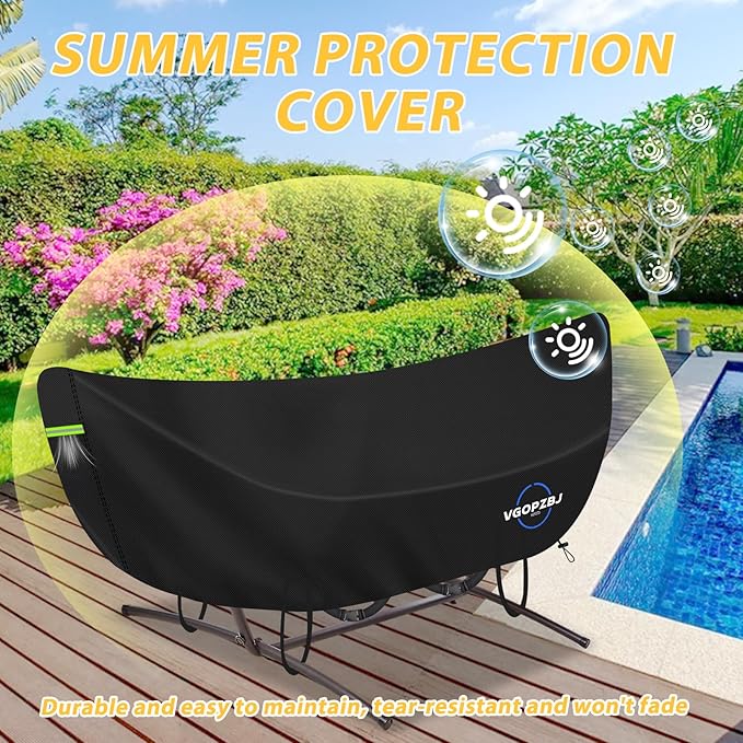 Hammock Cover Waterproof 600D Heavy Duty Oxford-Thickened Cover for 10 - 12FT Hammock Stand With HandlesVentsClick-Close Straps &amp Reflective Strip All Weather Protection