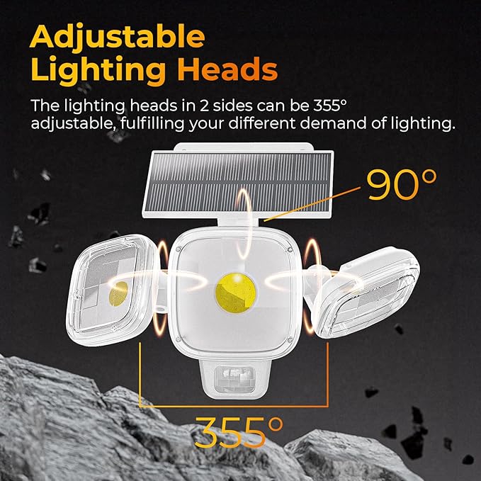 Solar Motion Sensor Outdoor Lights 3 Modes LED Security Flood Light with Remote Control IP65 Waterproof Solar Powered Outside Wall Light for Garden Patio Garage Yard (White 2 Pack)