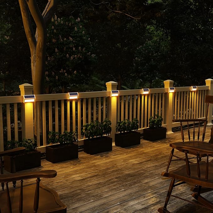 ROSHWEY Deck Lights 10 Pack 30 LED Deck Lights Solar Powered Outdoor Waterproof Patio Step Lighting Outdoor Decor Stainless Steel Backyard Lamp for Garden Yard Porch Stair Railing Warm White