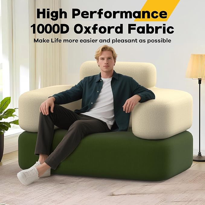 Portable Inflatable Sofa with Built-in Pump - Durable Multifunctional Blow Up Couch for Camping Outdoor Travel Home Backyard (Single)