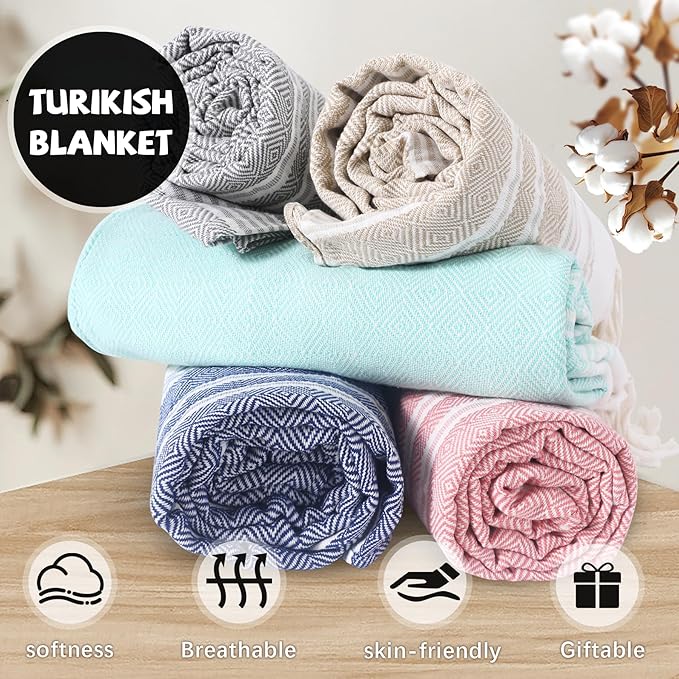 Genovega Extra Large Cotton Throw Blanket Queen Full Size Quilt Blanket Thin Lightweight Cooling Blanket for Hot Sleeper Items Breathable Comforter Summer Ice Cold Bed Sheet Linen Bedspread
