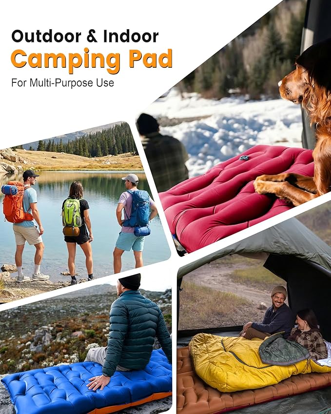 Camping Sleeping Pad5.9 Inch Thick Camping Mat with Built in Pillow and Foot PumpSelf Inflating Sleeping Pad for Camping Backpacking（Green