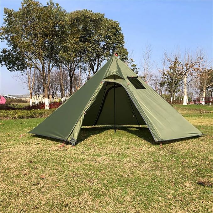 Tipi Hot Tent with Fire Retardant Stove Jack for Flue Pipes 2~3 Person Lightweight Teepee Tents for Family Team Outdoor Backpacking Camping Hiking