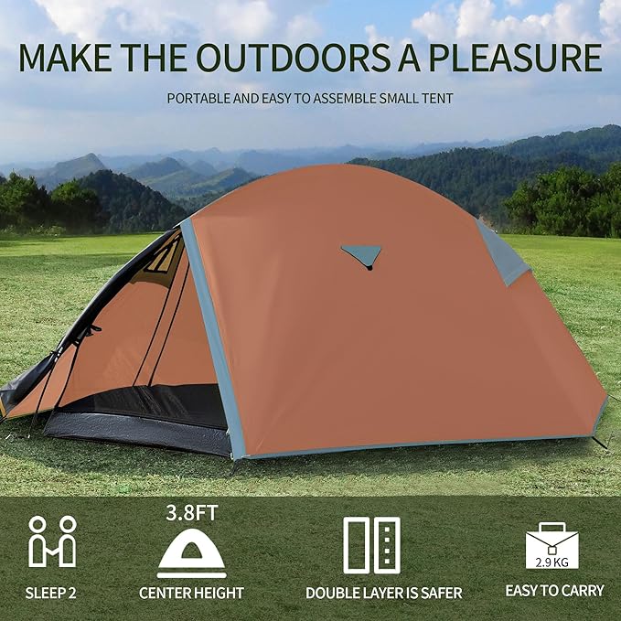Backpacking Tents for Camping - Easy Set Up Tent Waterproof Light Weight Tent for One or Two Person Hiking Travling