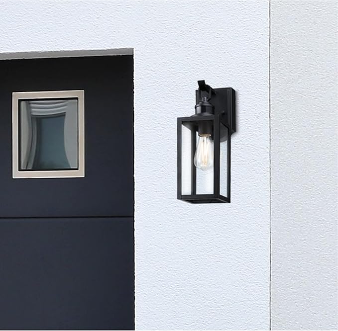 Westinghouse 6122600 Victoria Traditional One Light Outdoor Wall Fixture with Motion Sensor Matte Black Finish Clear Glass