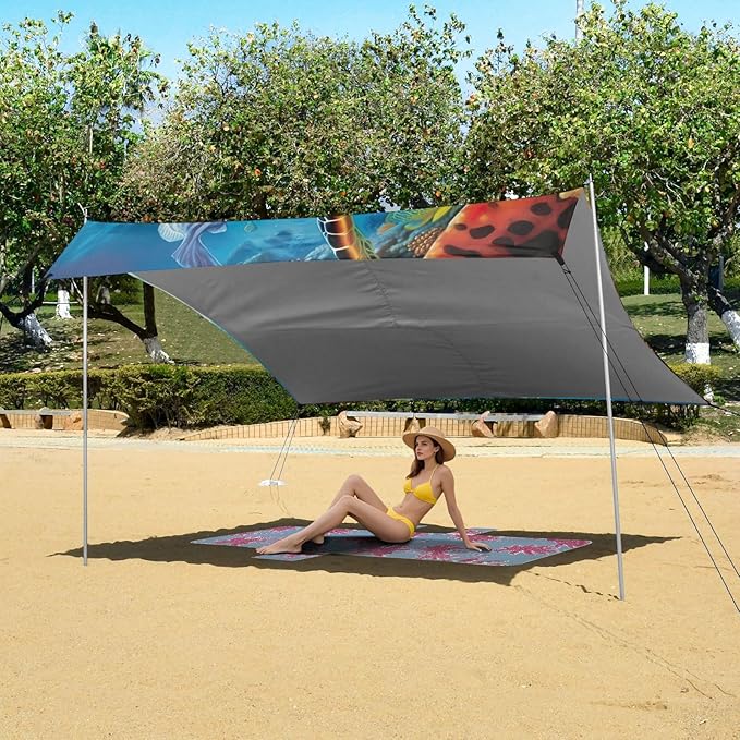 Sea TurtleCamping Sun Shelters 9.2 x 10.5 FT Beach Canopy Tent Sun Shade with Carrying Bag for Camping Trips Fishing Backyard Fun or Picnics 21341767