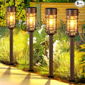Solar Pathway Lights Outdoor Solar Lights 8 Pack Metal &amp Glass Design - Waterproof Auto On/Off Bright Long-Lasting Garden Landscape Lighting Walkway Driveway
