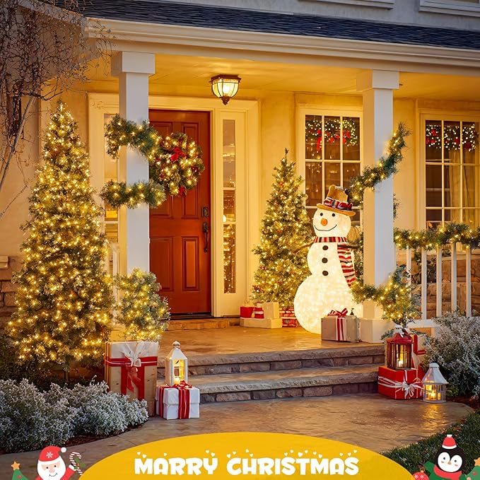 JMEXSUSS Battery Operated Christmas Lights with Remote Each 33 FT String Lights Indoor Outdoor Waterproof 2 Pack 100 LED Warm White Christmas Tree Light for Outside Party Garden Yard Porch Decor