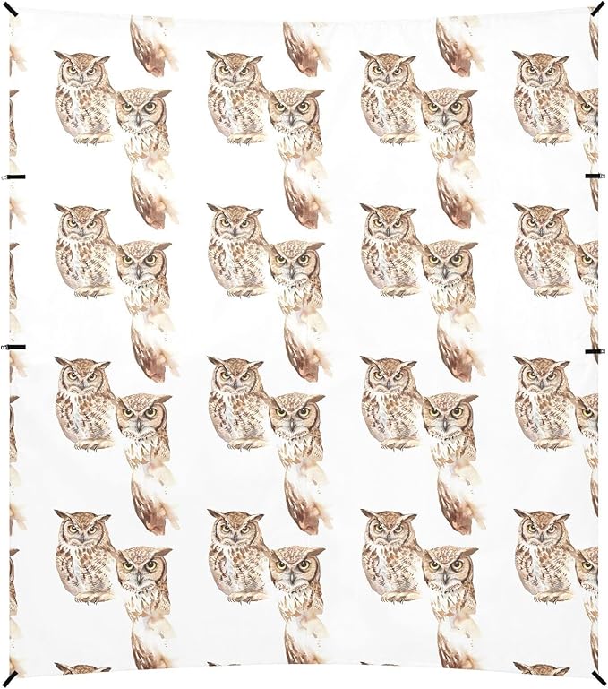 ALAZA Owl Prints Animal Beach Tent Sun Shelter UPF50+ Protection Beach Shade Canopy w/ 4 Sandbags for Outdoor Camping Fishing Backyard Fun Picnic 10x9 ft
