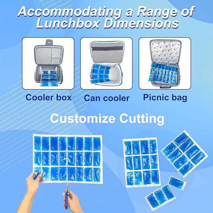 SportEmblema Reusable Ice Pack for Lunch Boxes 2 Pack Large Ice Pack Blanket Cooler Easy to Cut Ice Sheet for Lunch Bag 14.76x10.43 Long Lasting Freeze Ice Packs for Meal Prep Non-Toxic BPA Free