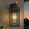 𝟏𝟖𝑰𝑵 Outdoor Wall Sconce Fixture Dusk to Dawn Patio Lights Waterproof Exterior Lanterns 2-Light Modern Wall Lights Mounted with Glass Black Outside Light for House Front Door Decor