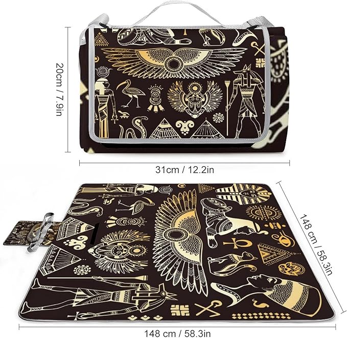 Tribal Native American Eagle Symbols Waterproof Outdoor Picnic Blanket Sandproof Beach Mat for Camping Hiking Grass Travelling