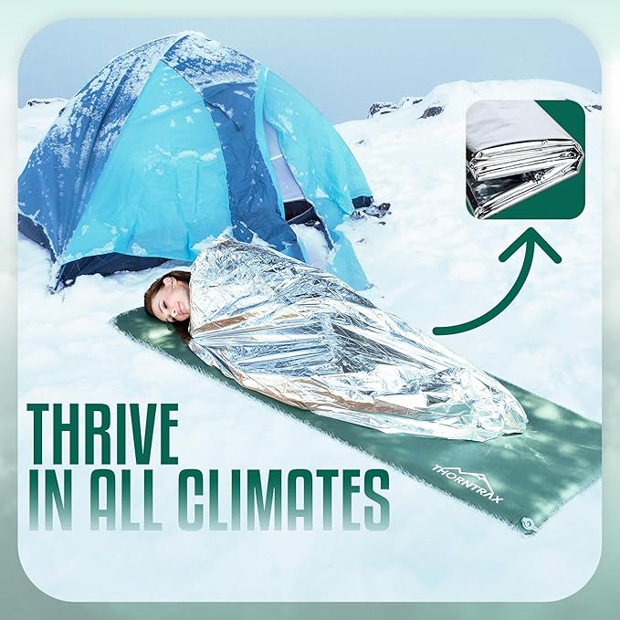Throntrax Camping Sleeping Pad - Ultralight Camping Mat with Pillow Built-in - 3.1 Thick | Self-Inflating &amp Suitable for All Seasons - Compact Sleeping Pad for Camping - Green