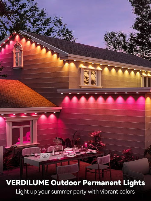 100FT Permanent Outdoor Lights Smart RGB Eave Lighting for House IP67 Waterproof LED Outside House Lights with App/Remote Control for Christmas Holiday Decor Party Daily