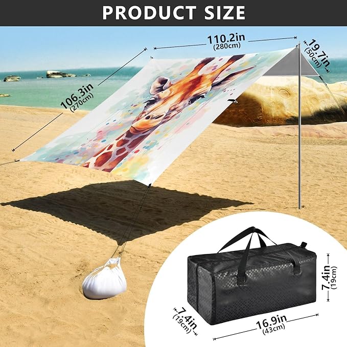 Christmas DeerCamping Sun Shelters 9.2 x 10.5 FT Beach Canopy Tent Sun Shade with Carrying Bag for Camping Trips Fishing Backyard Fun or Picnics 21340597
