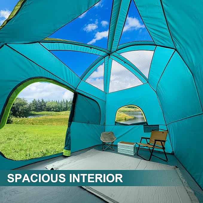 CAMPROS CP Upgraded 6/8 Person Camping Tents Waterproof Windproof Family Tent with Larger Mesh Windows &amp Door Double Layer Easy Set Up All-Season Dome Tent with Top Rainfly &amp Carry Bag