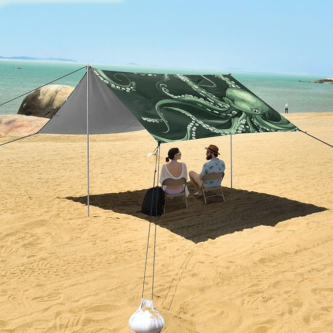 Beach Tent Sun Shelter Octopus Dancing Lightweight &amp Easy Setup Beach Shade Canopy for Camping Fishing
